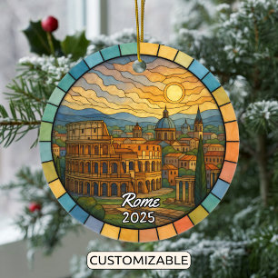 Personalised Stained Glass Rome Ornament, Italy Ceramic Ornament