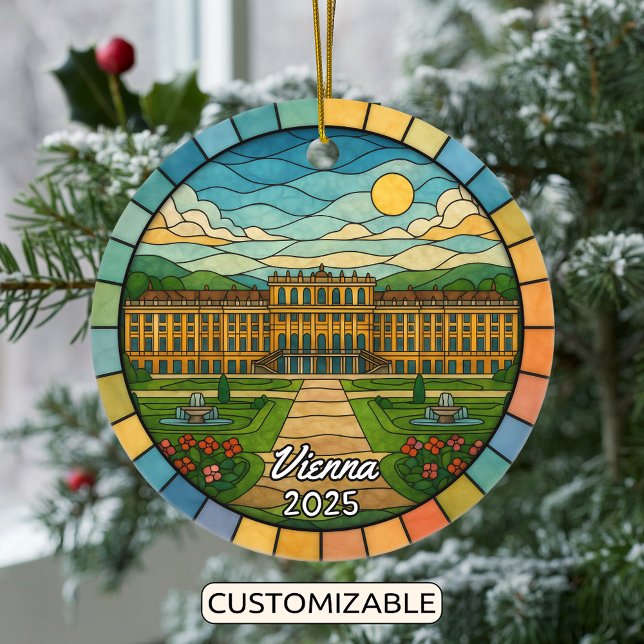 Personalised Stained Glass Vienna, Austria Ceramic Ornament (Creator Uploaded)