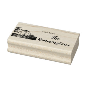 Personalised Stamp Sunset Barn Country Rustic Fiel