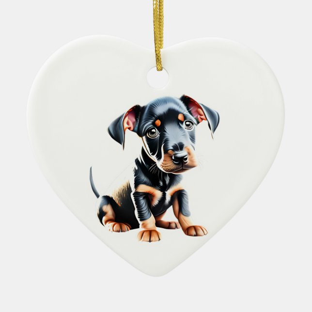 Personalised  Standard Manchester Terrier Puppy Ceramic Ornament (Front)