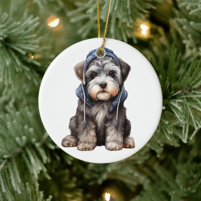 Personalised Standard Schnauzer Dog Ceramic Ornament (Tree)