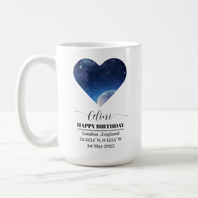 Personalised Star Map Card: Celebrate Your Special Coffee Mug (Left)