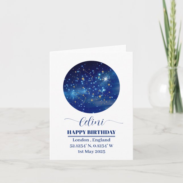 Personalised Star Map Card: Your Special Night Sky Holiday Card (Front)