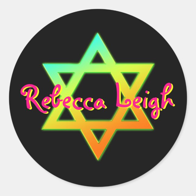 Personalised Star Of David Bat Mitzvah Sticker (Front)