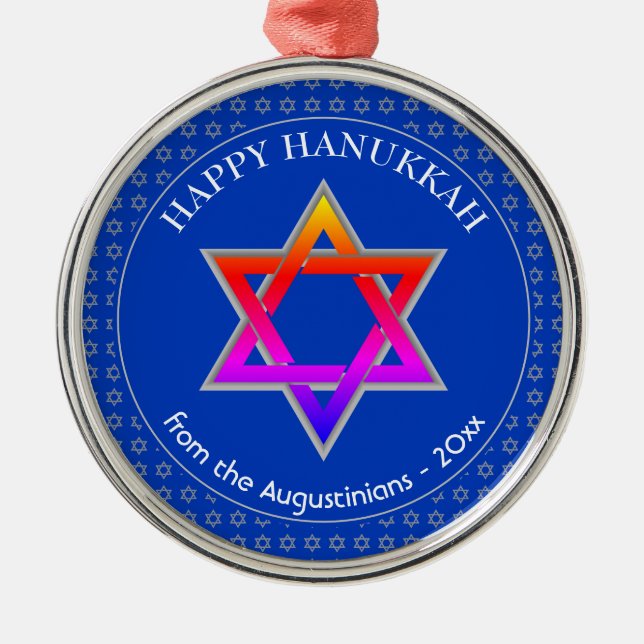Personalised | Star of David | HAPPY HANUKKAH Metal Ornament (Front)