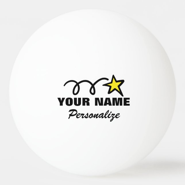 Personalised star ping pong ball for table tennis (Front)