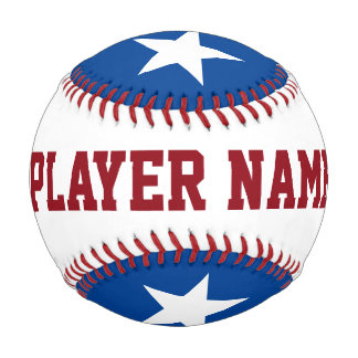 Personalised Star Player Team Names red white blue Baseball