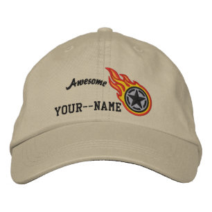 Personalised Star Stencil Racing Flames Bullet Embroidered Hat