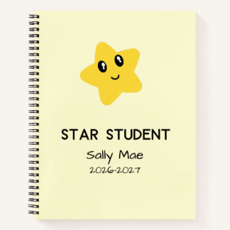 Personalised Star Student Scar Custom Name School Notebook