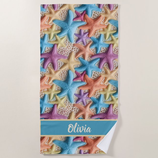 Personalised Starfish Beach Towel (Front)