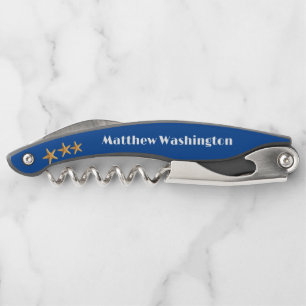 Personalised Starfish Dark Blue & White Corkscrew