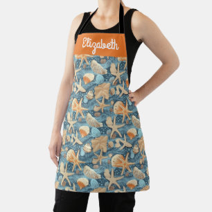 Personalised Starfish Shell Shoreline Chef's Apron