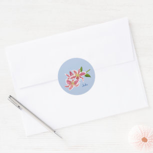 Personalised Stargazer Lily Classic Round Sticker