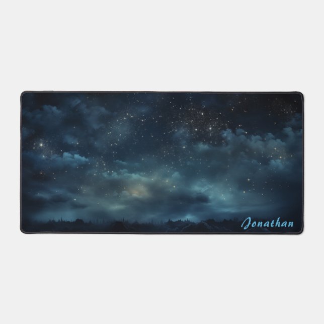 Personalised Starry Night Landscape Desk Mat  (Front)