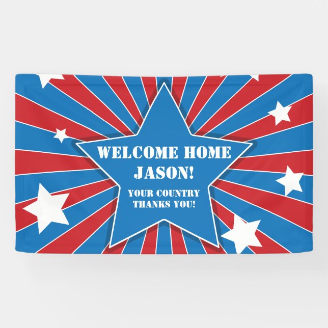 Personalised Stars and Stripes Military Banner (Horizontal)