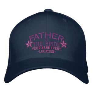 Personalised Stars Father of the Bride in Pink Embroidered Hat