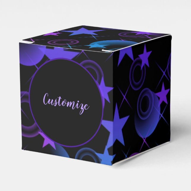 Personalised Stars 'n Stuff Pattern Cube Favour Box (Front Side)