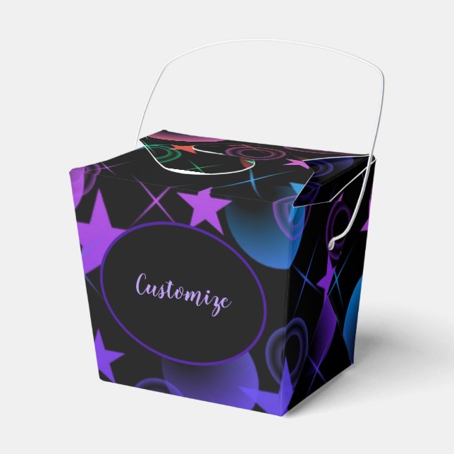 Personalised Stars 'n Stuff Pattern Take-Out Favour Box (Front Side)