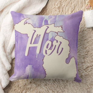 Personalised State Michigan Purple Watercolor Cushion