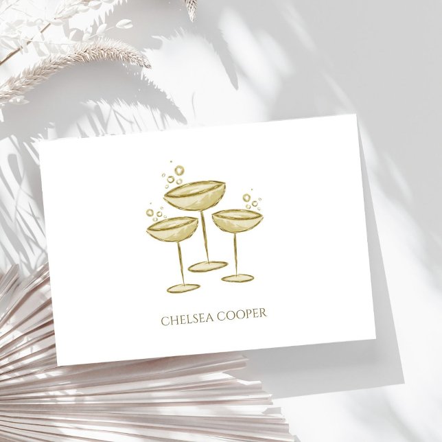 Personalised Stationary Gold Champagne Glasses Card (Creator Uploaded)