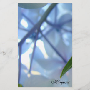 Personalised Stationery Blue Hydrangea Flowers