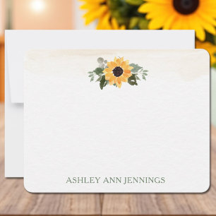 Personalised Stationery Elegant Yellow Sunflower Card