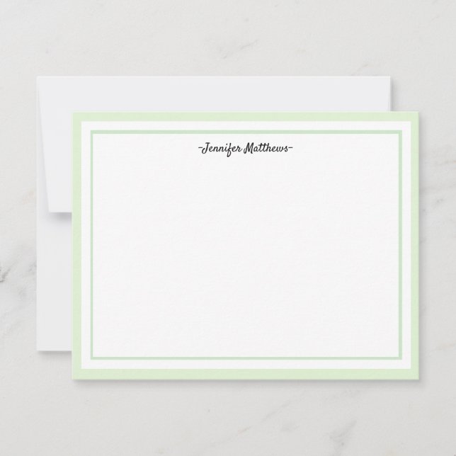 Personalised Stationery Flat Card | green  (Front)
