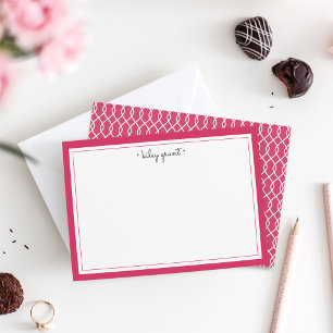 Personalised Stationery Flat Card Raspberry