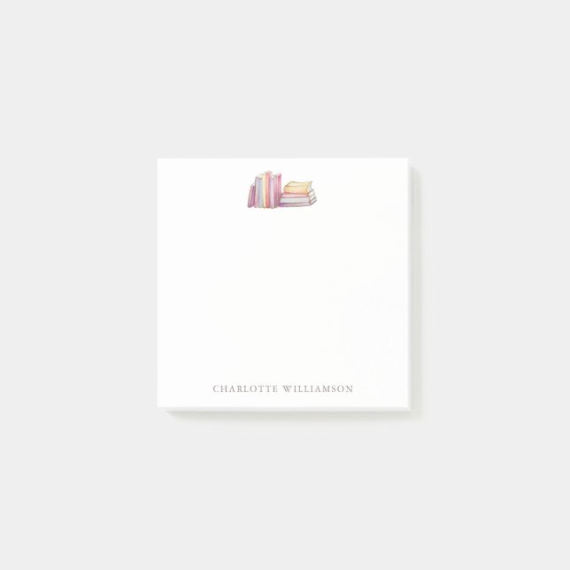 Personalised Stationery for Book Lovers Watercolor Post-it Notes (Front)