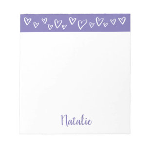 Personalised Stationery for girls custom hearts Notepad