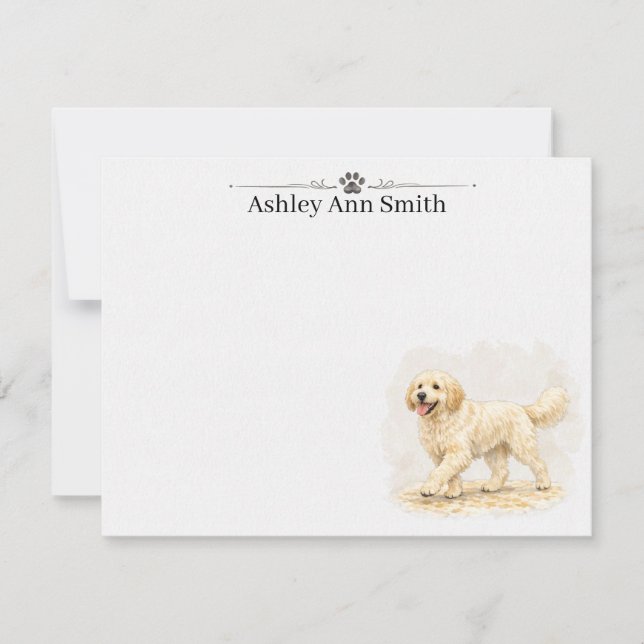 Personalised Stationery Golden Doodle Note Cards (Front)
