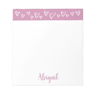 Personalised Stationery Hearts Lilac Purple Notepad
