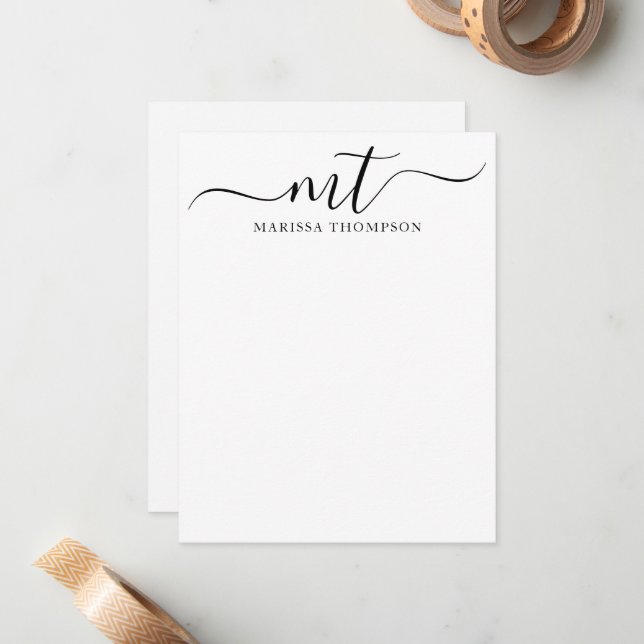 Personalised Stationery Modern Script Monogrammed Card (Front/Back In Situ)