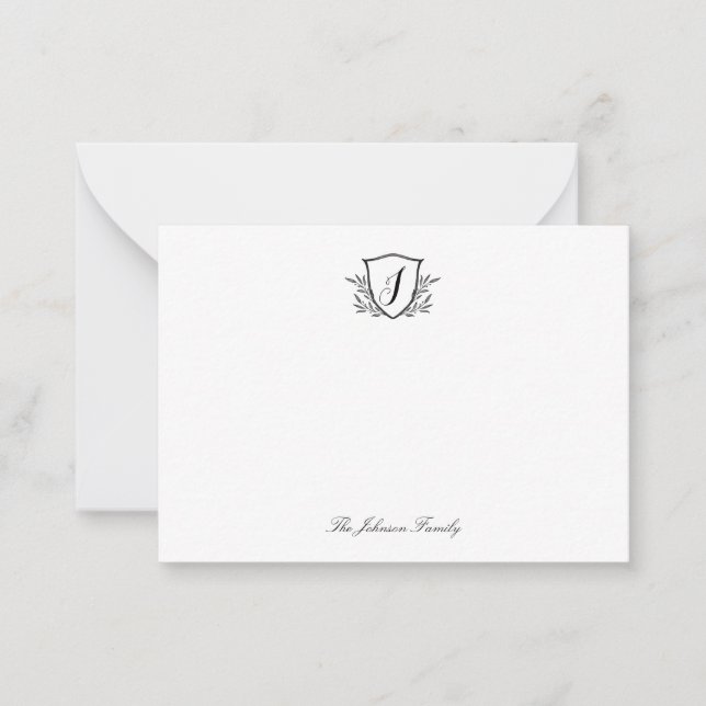 Personalised Stationery Monogram Crest Card (Front)