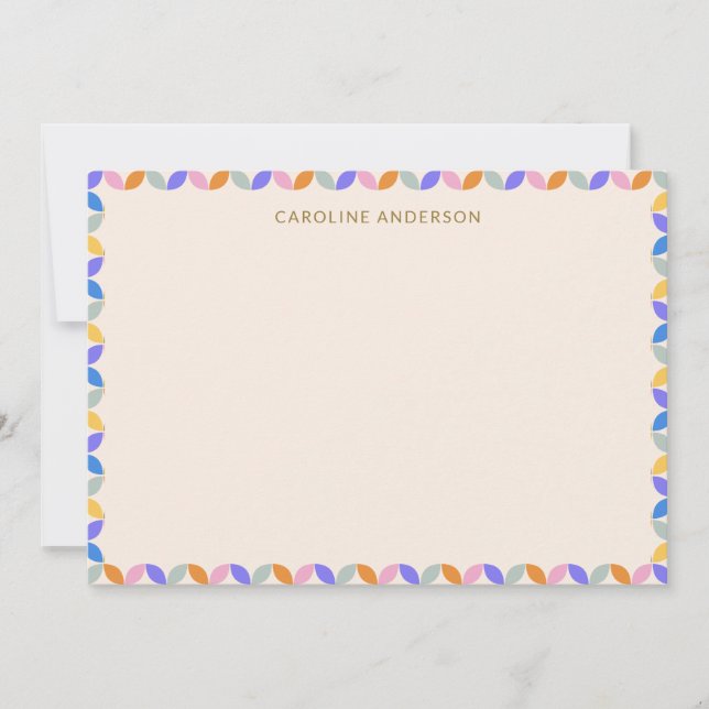 Personalised Stationery Name Bright Pastel Border Thank You Card (Front)