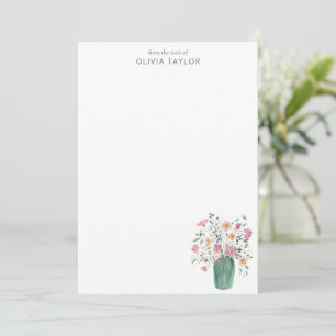 Personalised Stationery Name Hand-Painted Floral Card