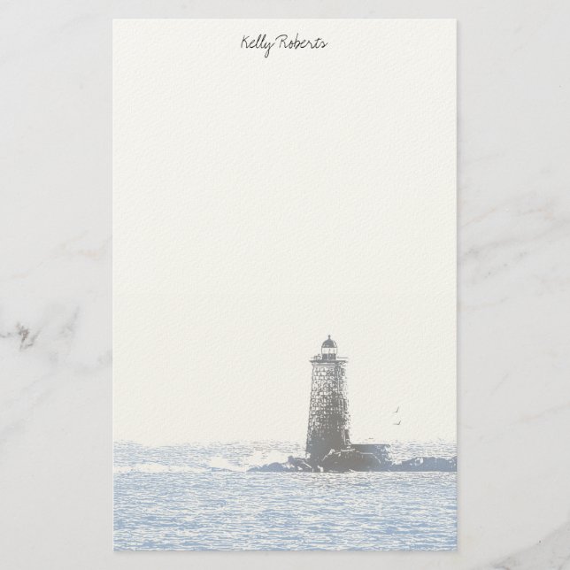 Personalised Stationery Paper Coastal Lighthouse (Front)