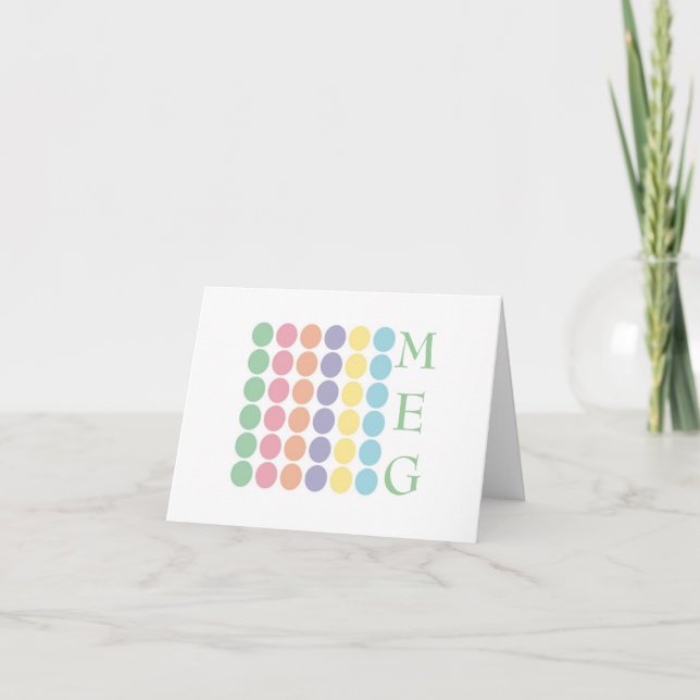 Personalised Stationery Pastel Dots Note Card (Front)