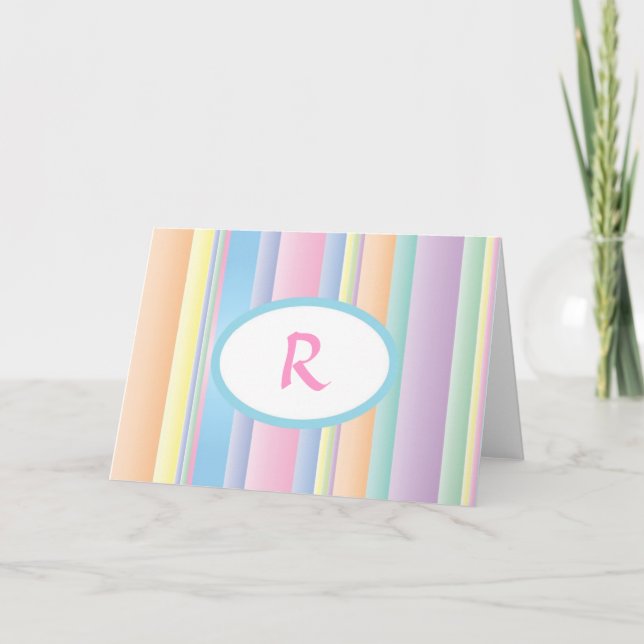 Personalised Stationery - pastel stripes Note Card (Front)