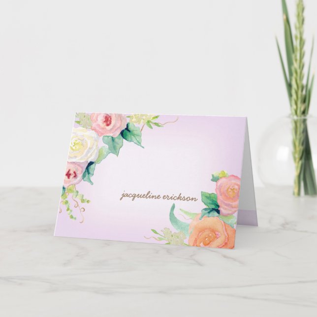 Personalised Stationery Simple Modern Watercolor Note Card (Front)