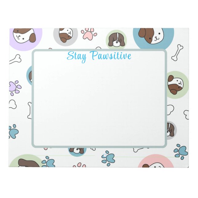 Personalised Stay Pawsitive Dog Notepads (Front)