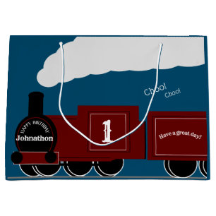 Personalised steam train birthday large gift bag