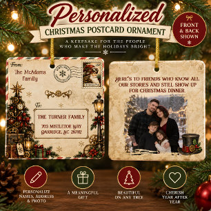 Personalised Steampunk Christmas Postcard Ceramic Ornament