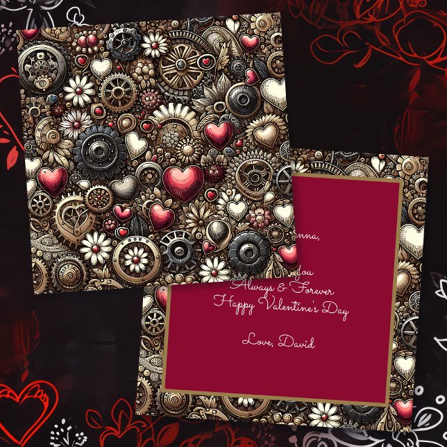 Personalised Steampunk Hearts Valentine's Day Card (Creator Uploaded)
