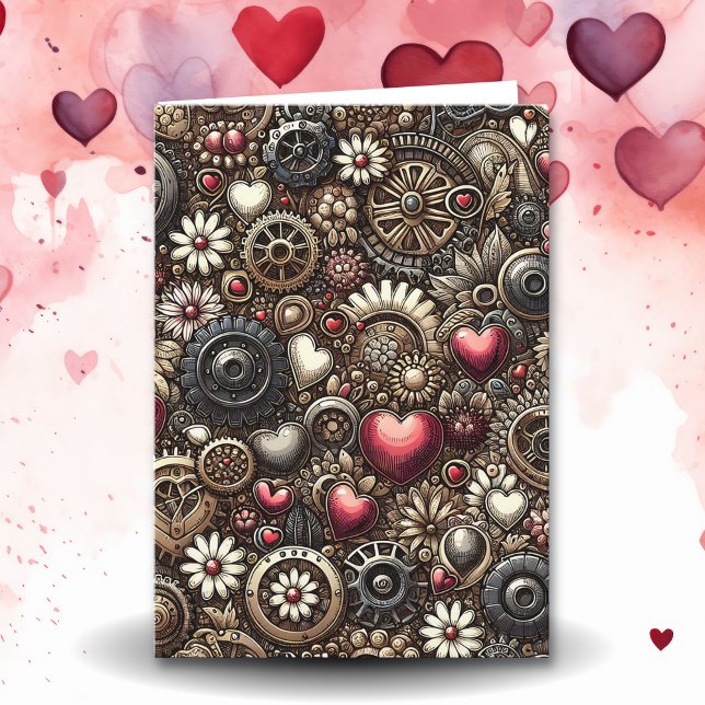 Personalised Steampunk Hearts Valentine's Day Card (Creator Uploaded)