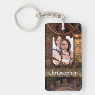 Personalised steampunk machinery key ring