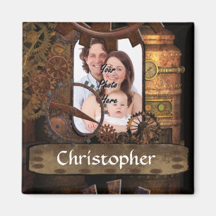 Personalised steampunk machinery magnet