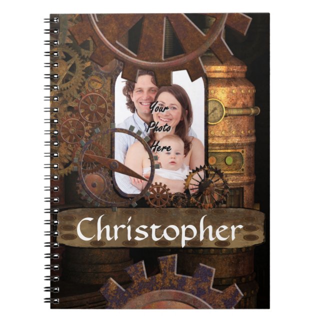 Personalised steampunk machinery notebook (Front)