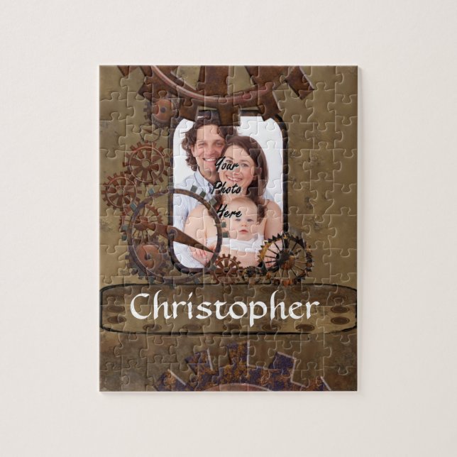 Personalised steampunk photo template jigsaw puzzle (Vertical)