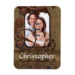 Personalised steampunk photo template magnet